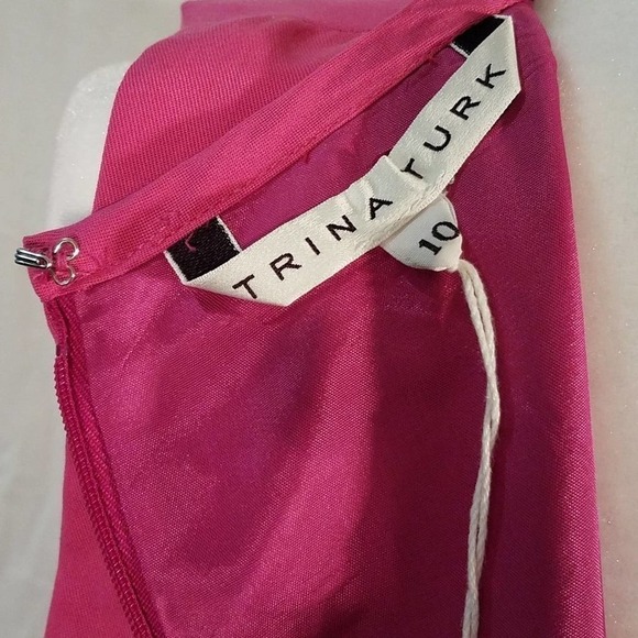 Trina Turk Kiran Sari Pink Pleated Sateen Peplum Large - Picture 6 of 7